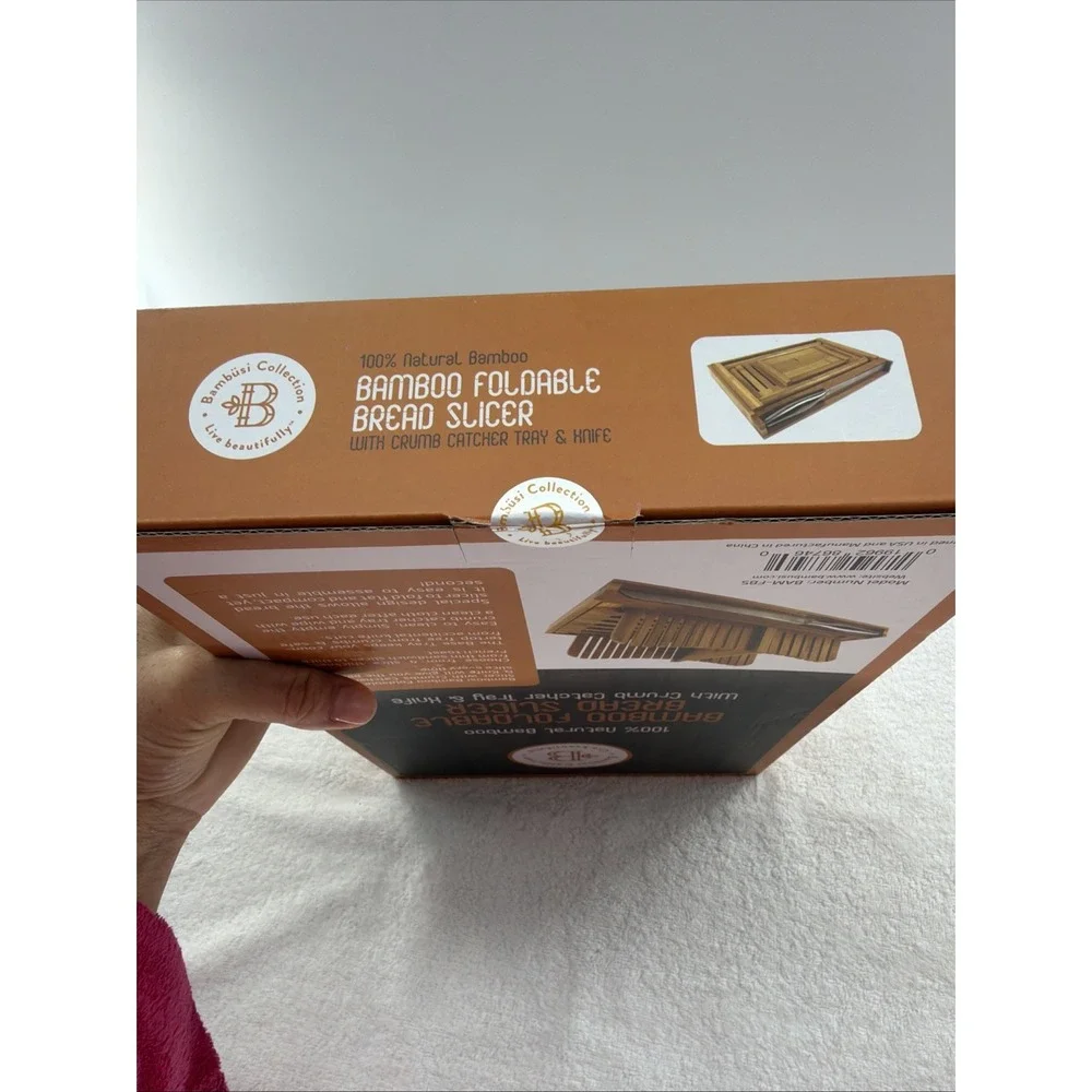 New Bread Slicer for Homemade Bread - Adjustable Bamboo Bread Cutter with Knife
